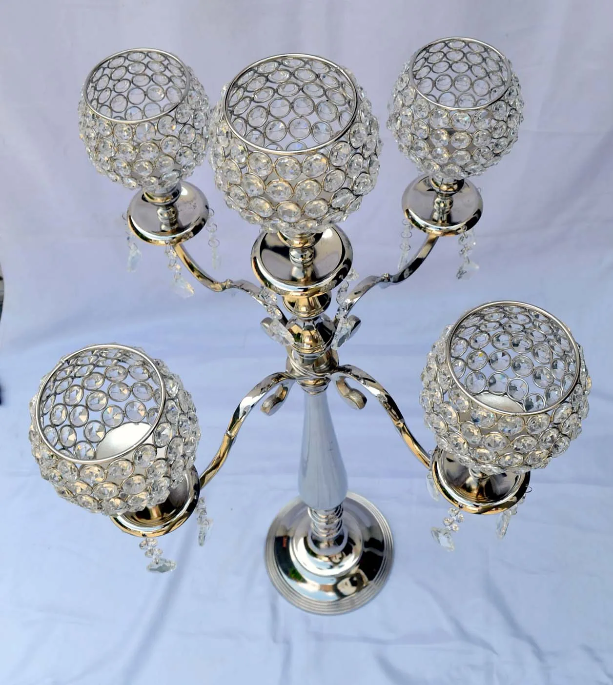 Handmade Silver Crystal Candlestick High Quality Home Decor Wedding Decoration Jewish Menorah Candelabra Handmade Candle Holder