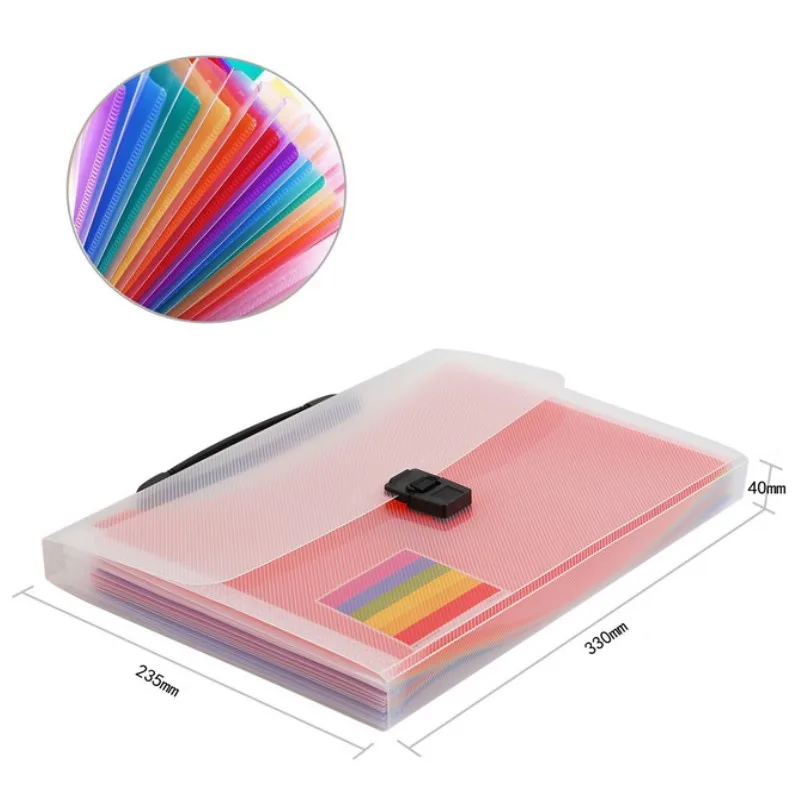 Document Accordion File Folder Receipt Organiser Wallet Case Multicoloured Plastic Expandable File Pockets with Colored Labels