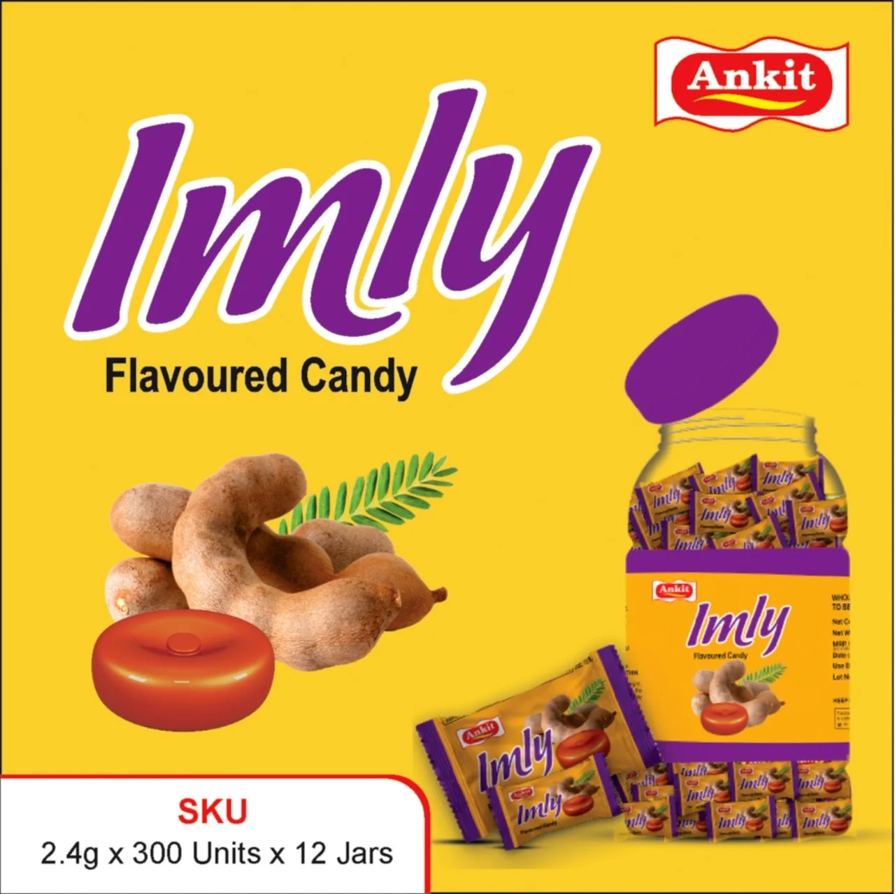 Тамаринда конфеты Imli Ароматизированные Конфеты Toffee банка по 2.4gms оптовой