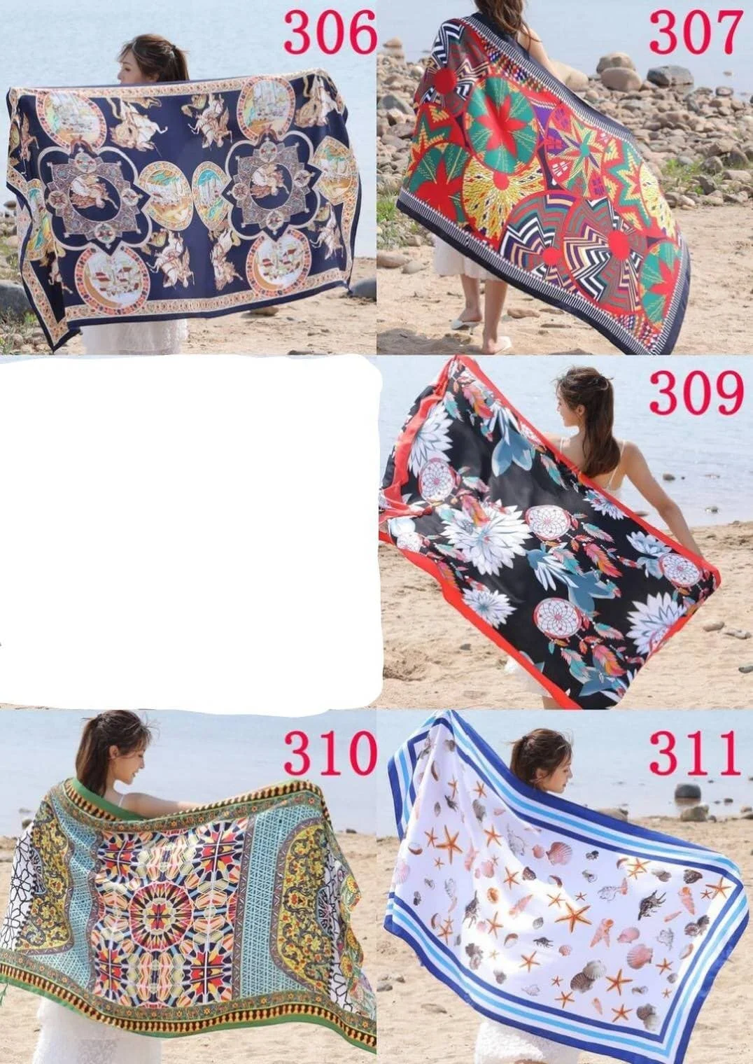 
Shawls print beach sarong cover up Bohemian style sarong viscose printed pattern Bohemian style Beach resort wear 