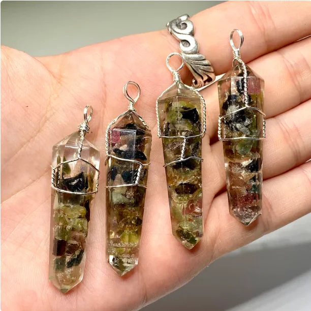 Арбузный Турмалин оргонит кулон ожерелье кулон/Ювелирные изделия/Мощный