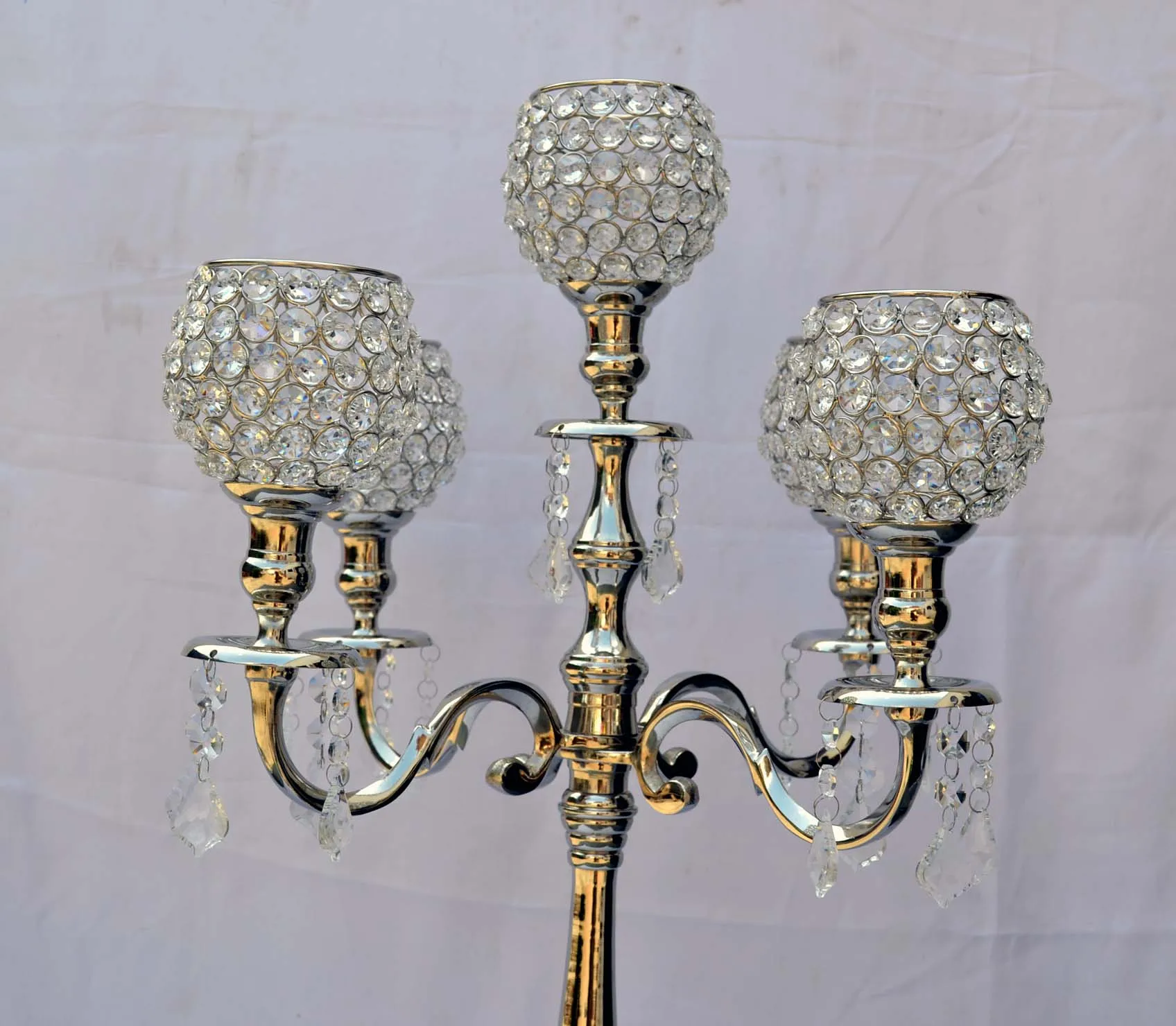 Handmade Silver Crystal Candlestick High Quality Home Decor Wedding Decoration Jewish Menorah Candelabra Handmade Candle Holder