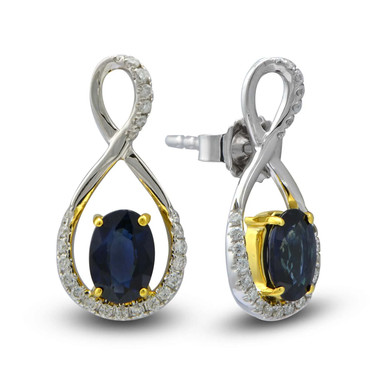 
Spectacular Earring Wear 14K White & Yellow Gold Blue Sapphire And Diamond Earring 