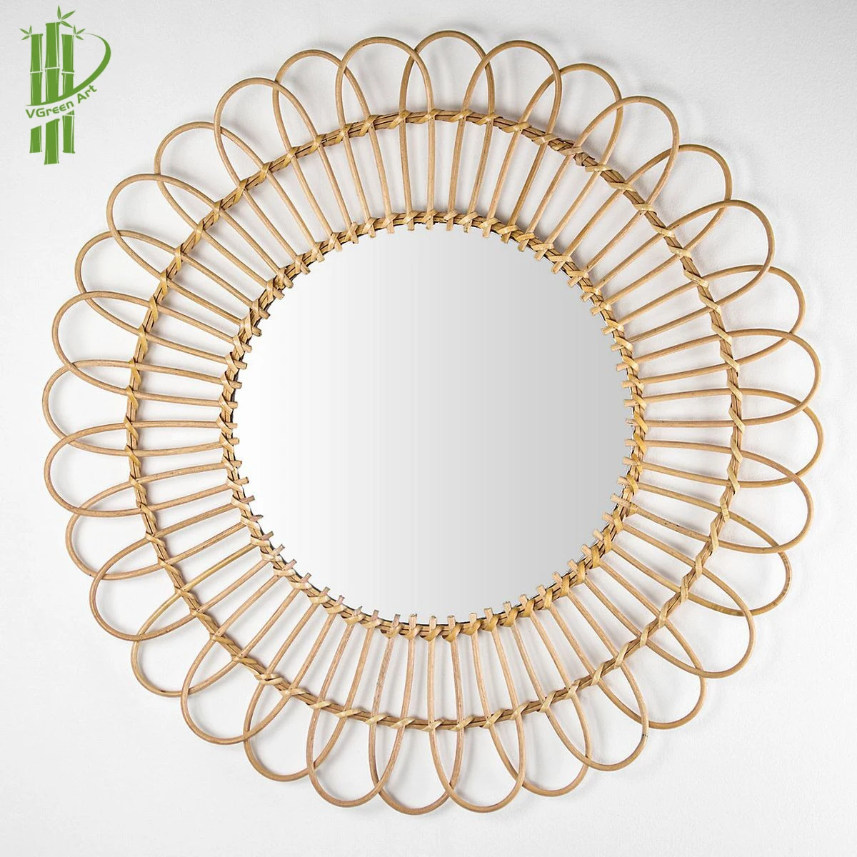 New item wholesale mirror authentic handicraft rattan bamboo for home decor high quality Bali indonesia style in Vietnam 2022
