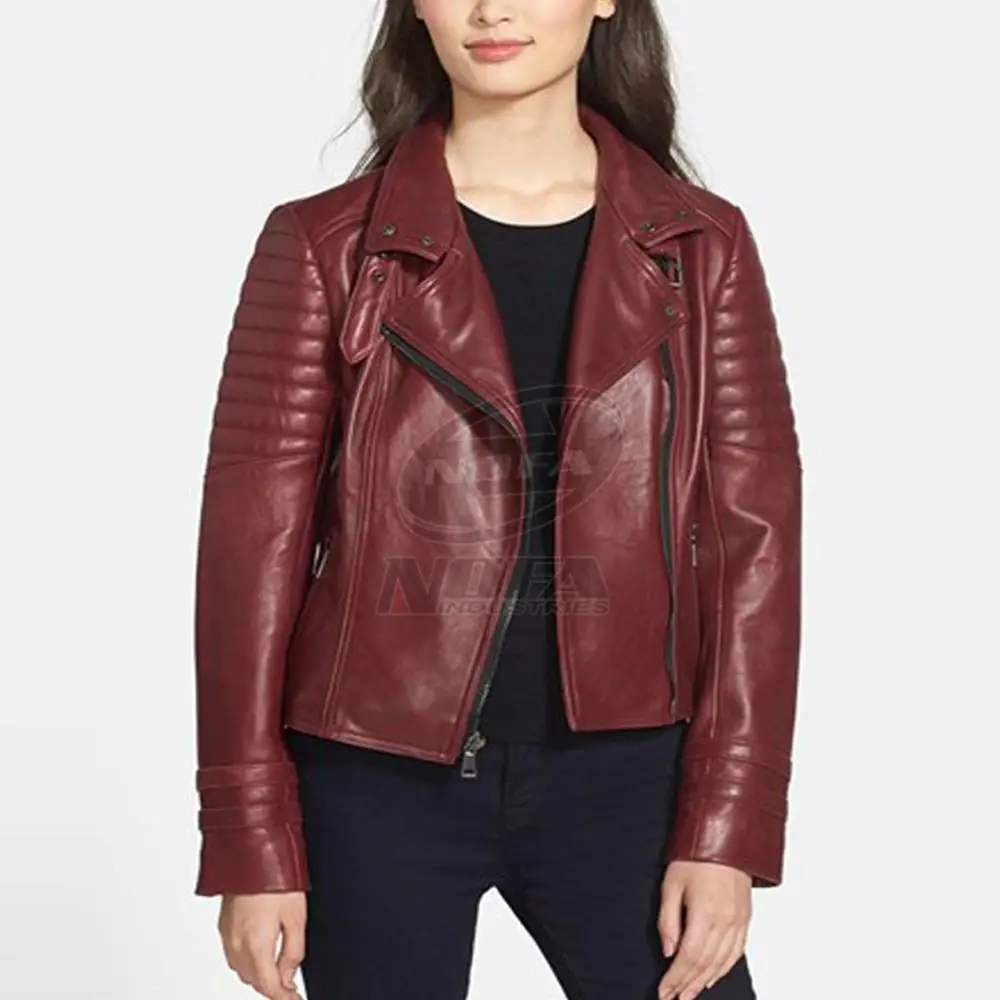 Custom Made Black Women fashion leather jacket ladies Faux Leather Motor Biker Short Coat PU Jacket for girls