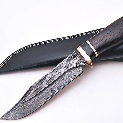 
Hand Forged knife Damascus Steel Hand Made 3/8 Skinner Hunting Knife With Wenge wood Handle and Leather Sheath ME-335 