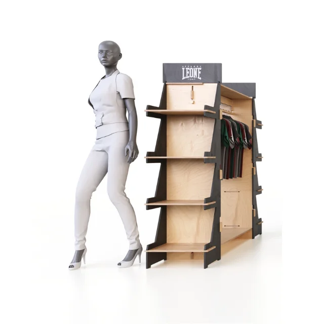 Retail Hanging Display Stand Custom Logo Interlocking Wooden Display Racks for Clothing Store