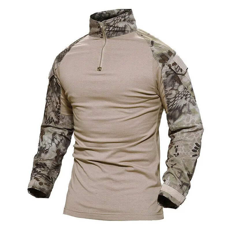 
Men Army Military Shirts Airsoft Tactical Combat Shirt Pullover T-Shirt Python Yellow 