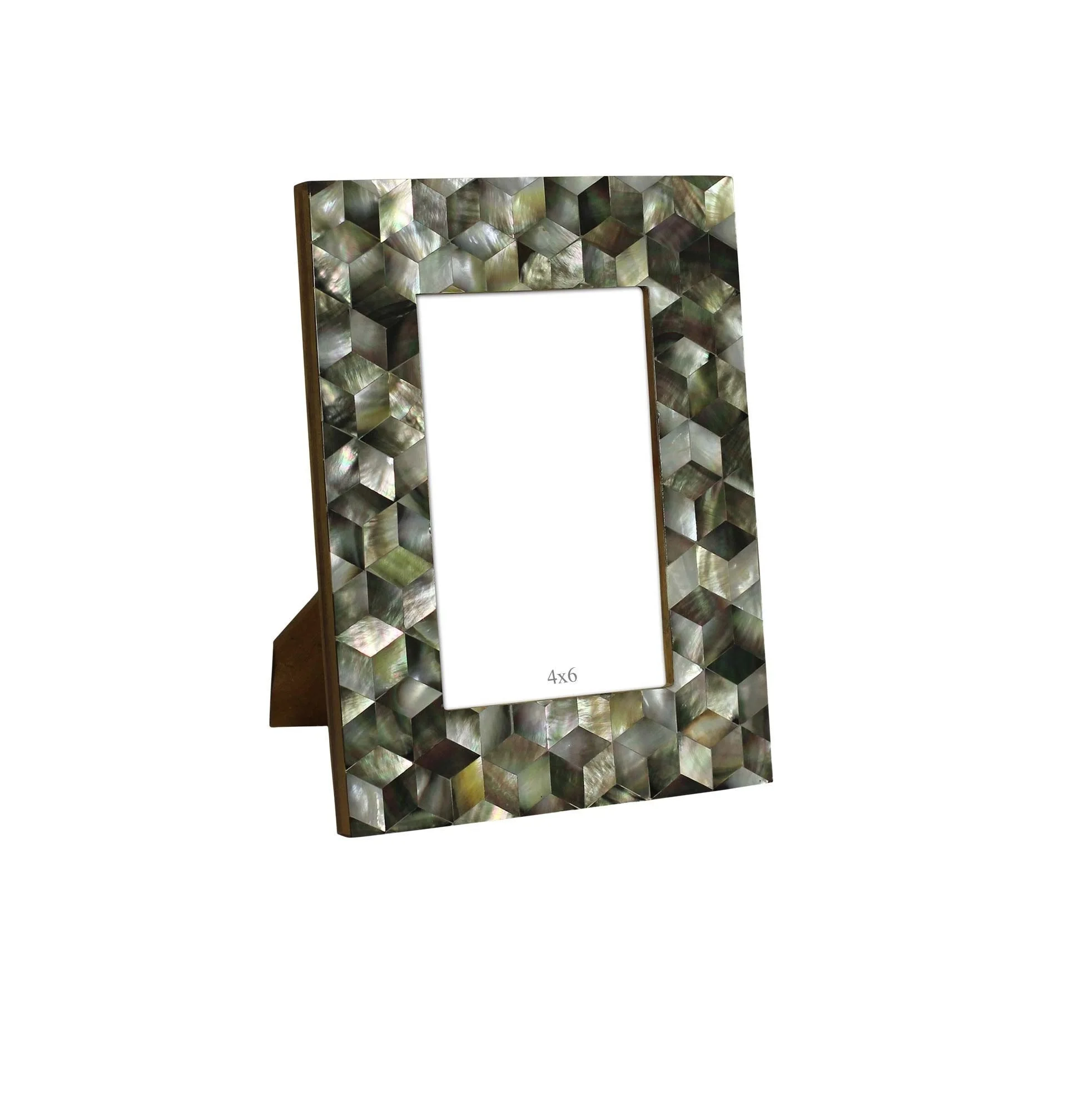 
Handmade Cuboid Pattern Photo Frame in MDF & Mother of Pearl - Home Decor Picture Frame by Art Assembly 