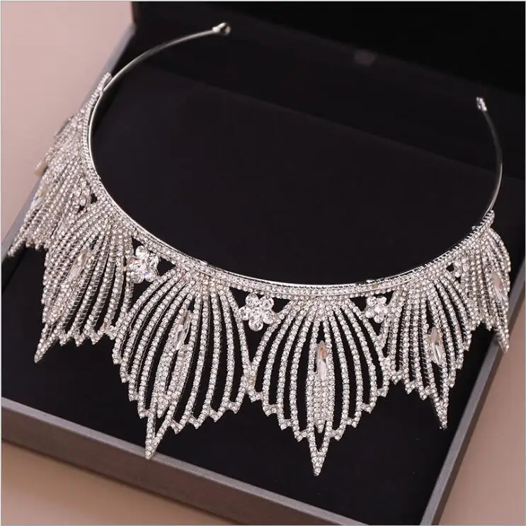 Fashion Women Silver Crystal Bride Crown Headbands Princess Queen Tiaras And Crowns Bridal Wedding Hair Jewelry Head Accessories