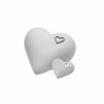 Set Of 2 White Color Heart Crematorium Urns Handmade Funeral Heart Urn for Ashes Hot Selling Heart Adult Urn