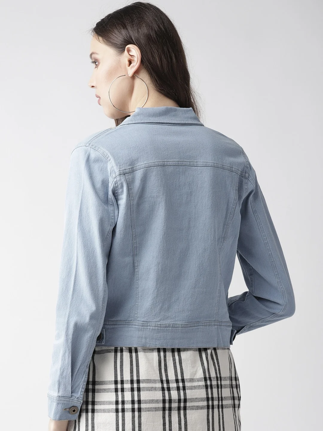 Fashion Tops Long Sleeve Coat Vintage Women Light Blue Girls Denim Jeans Casual Short Denim Jacket