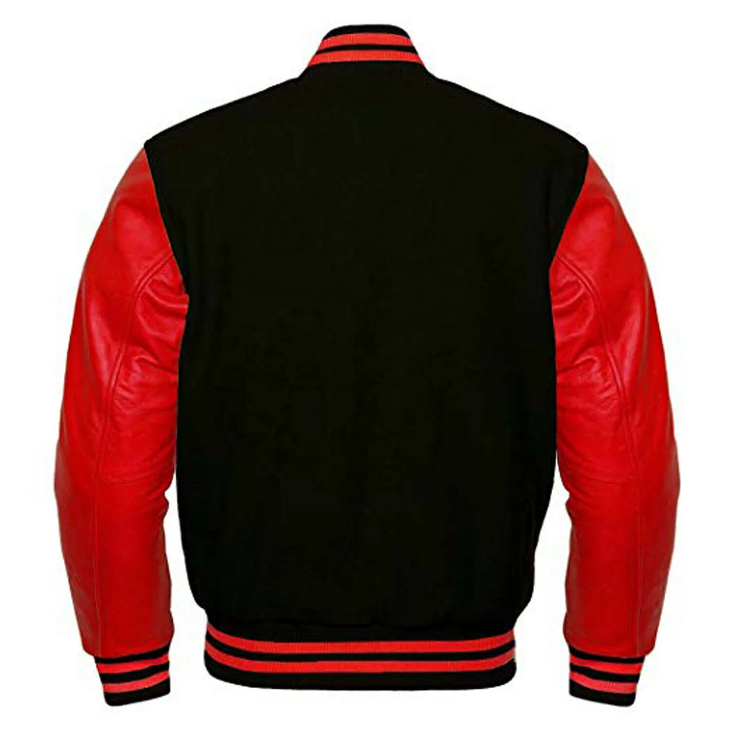 Cotton body and original cowhide leather sleeves jacket with satin lining inside letterman jacket