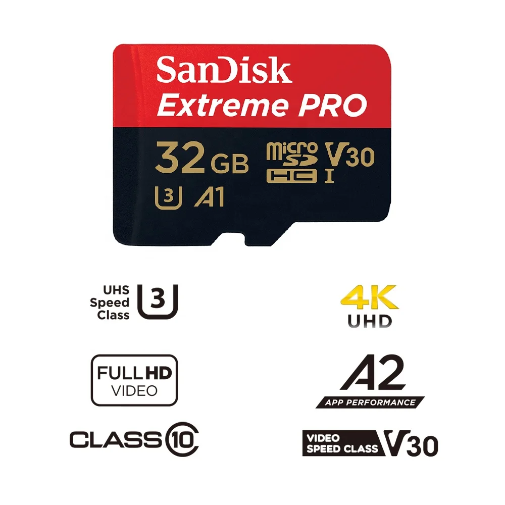 Оригинальный двойной флеш-накопитель SanDisk Extreme Pro Micro SD карты с адаптером UHS-I A1 U3 V30 C10 флеш-карты памяти 32 Гб