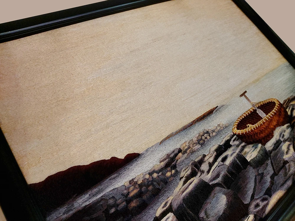 
Living Room Wall Decoration Traditional Seacape Painting My Homeland Hanging Embroidery Paintings 