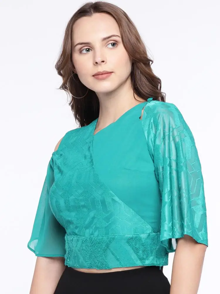  DESIGNER CROP TOP IN SEA-GREEN