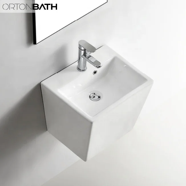 ORTONBATH D shape Bathroom Wall Hung Hair Hand Ceramic Salon Wash Basins Wall mounted Ceramic wash hand basin with cheap price
