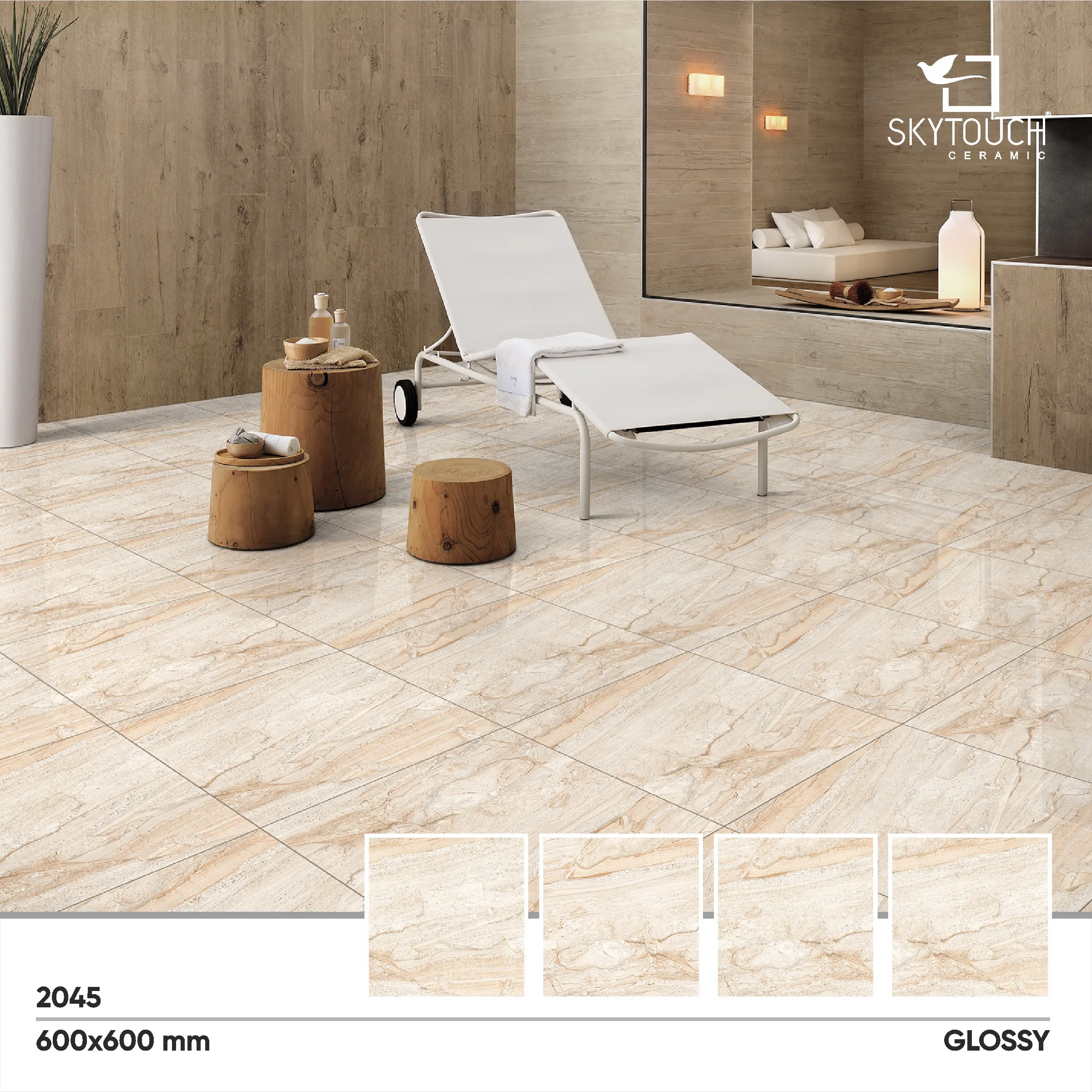 Standard Quality Turkish Indian Beige Color High Gloss Porcelain Tile For Living Room 600x600 600X1200