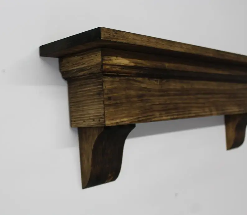 
Large Rustic Floating Shelf With Corbels Bracket Fireplace Mantel Shelf Housewarming Gift 