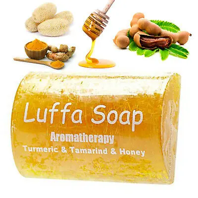 Handmade Soap Wholesale OEM Turmeric Tamarind and Honey Loofah Body Soap Bar, Turmeric Herbal Soap, Thailand Toilet Soap