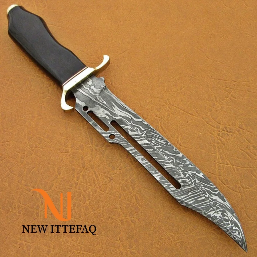 
NEW ITTEFAQ | Custom Handmade Damascus Hunting Knife Taurus Horn with Pure Leather Sheet 