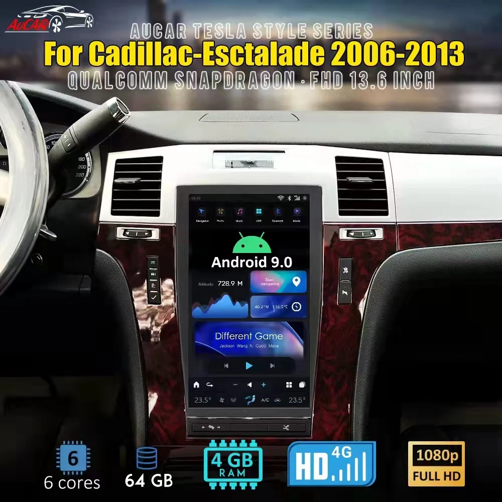 AuCAR 13.6 Android 9 Car DVD Player Car Radio Car Video GPS Navigation Multimedia Player for Cadillac Escalade 2006-2013