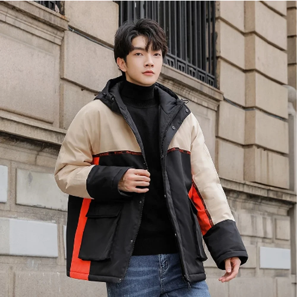 Куртка новая мужская одежда 2021 зимние толстовки пальто Корейская мода с хлопковой подкладкой Мужские Пуховые теплые куртки-Пуховики большого размера