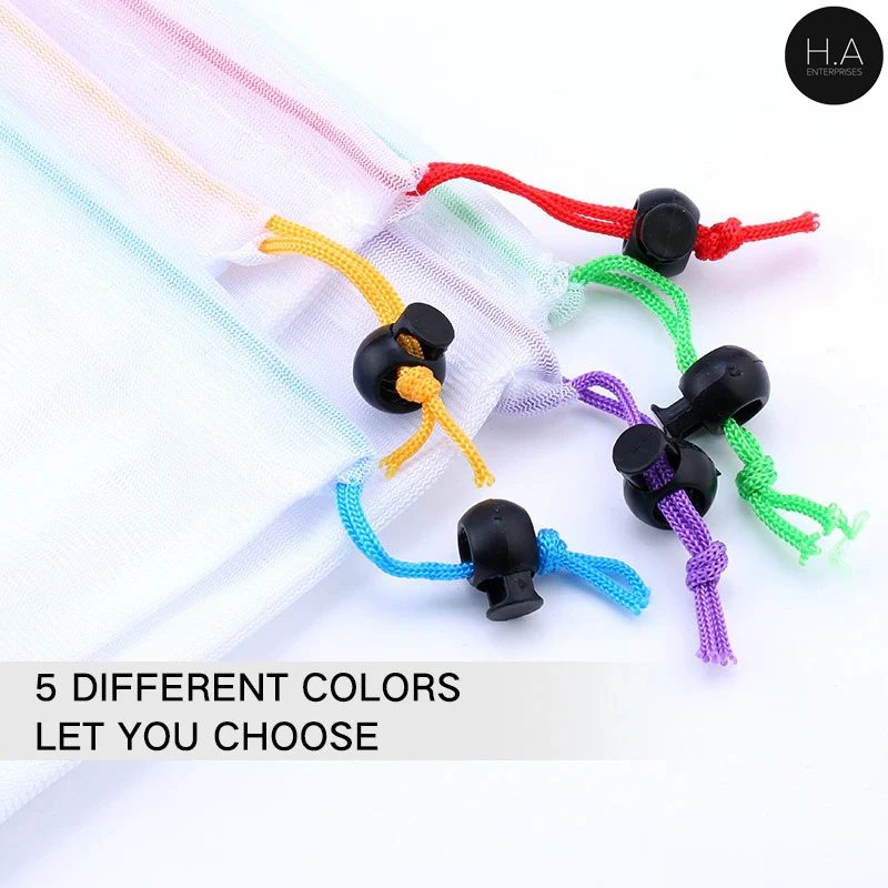 Разноцветные многоразовые мешки для фруктов и овощей моющиеся сетчатые кухонные хранения