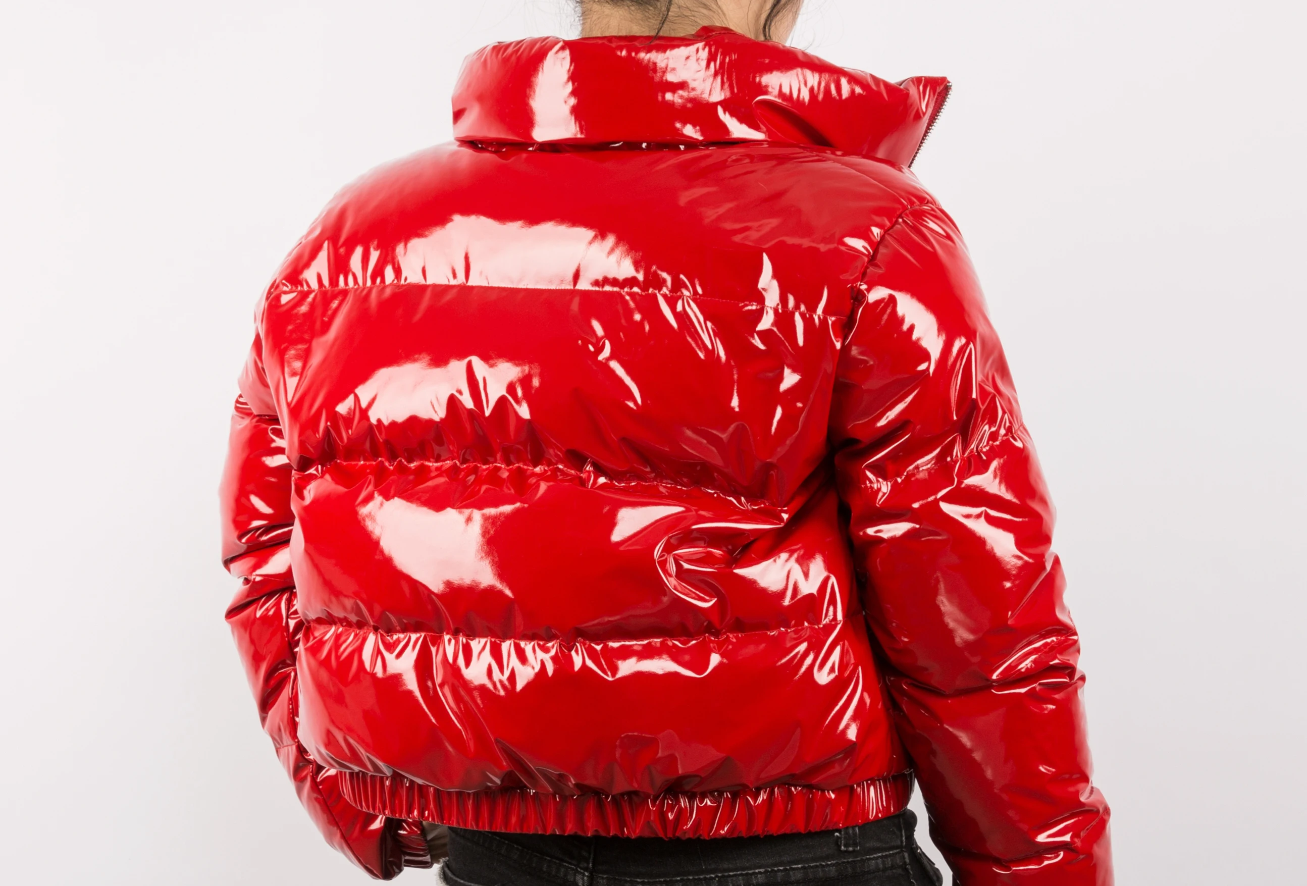 Wholesale Down Padded Bubble Coat Crop Shiny Puffer Winter Women Jacket