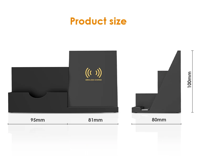 Pen Holder Fast Wireless Charger Desk Stand Organizer, Wireless Charging Station, Qi Certified Charging Dock for Iphone 1 X USB