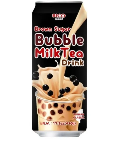 
RICO Brown Sugar Boba Milk Tea drink can Ready to drink Boba in a can Instant Drink 490g 