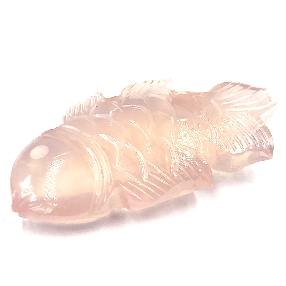 Высококачественный натуральный розовый кварц резной в форме рыбы от поставщика