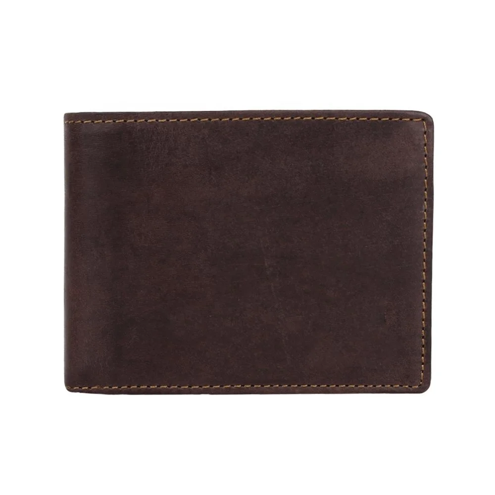 
Высококачественные мужские кошельки двойного сложения из чистой кожи буйвола с RFID-блокировкой и карманом для монет для путешествий с карманами для карт Темный B 