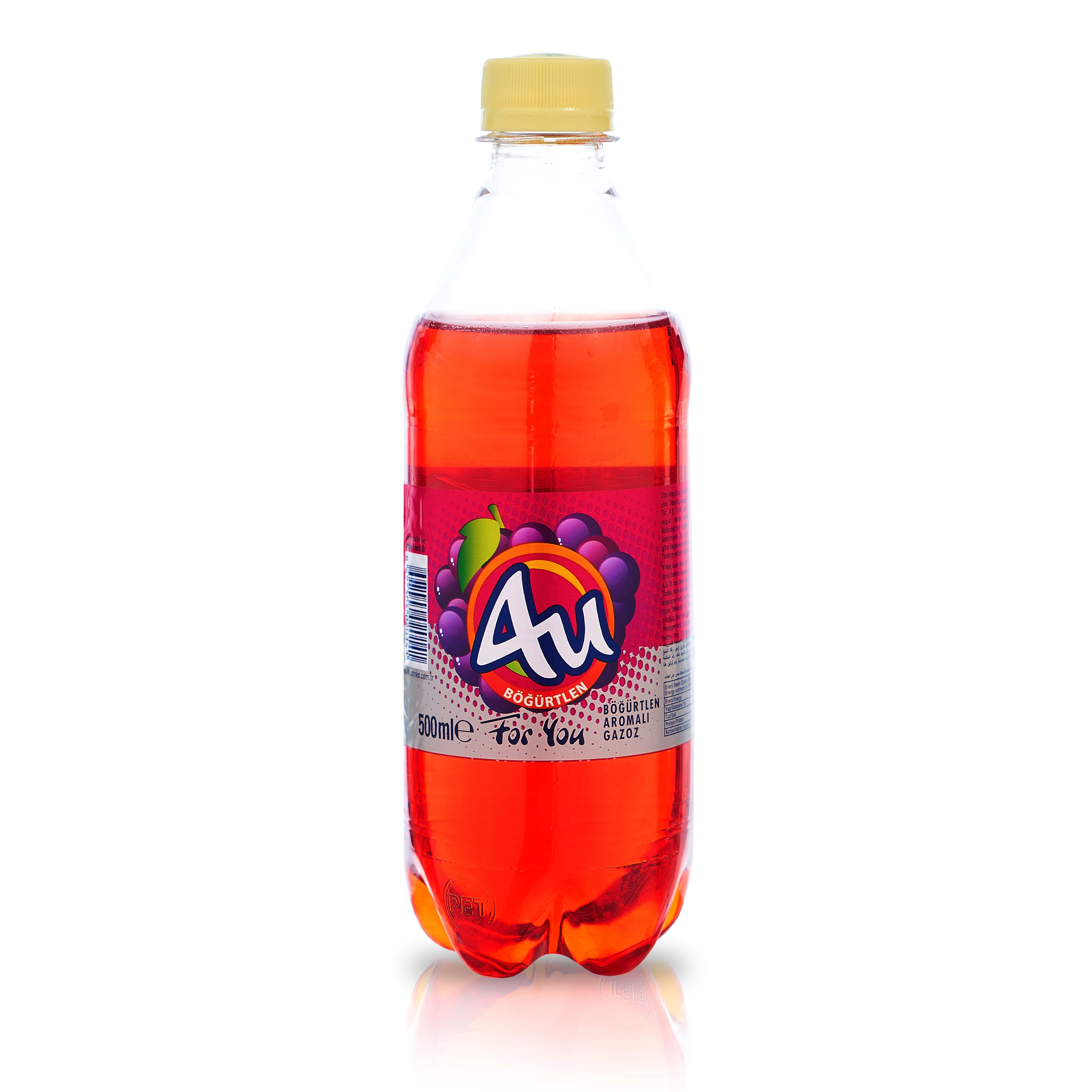4U 500 mL Blackberry Flavored Carbonated Soft Drinks Non Alcoholic Cold Halal Sparkling Bottled Beverage