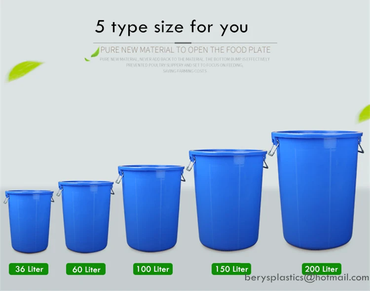 200l 200 liter 50 gallon large round plastic food water bucket with lid handle wholesale