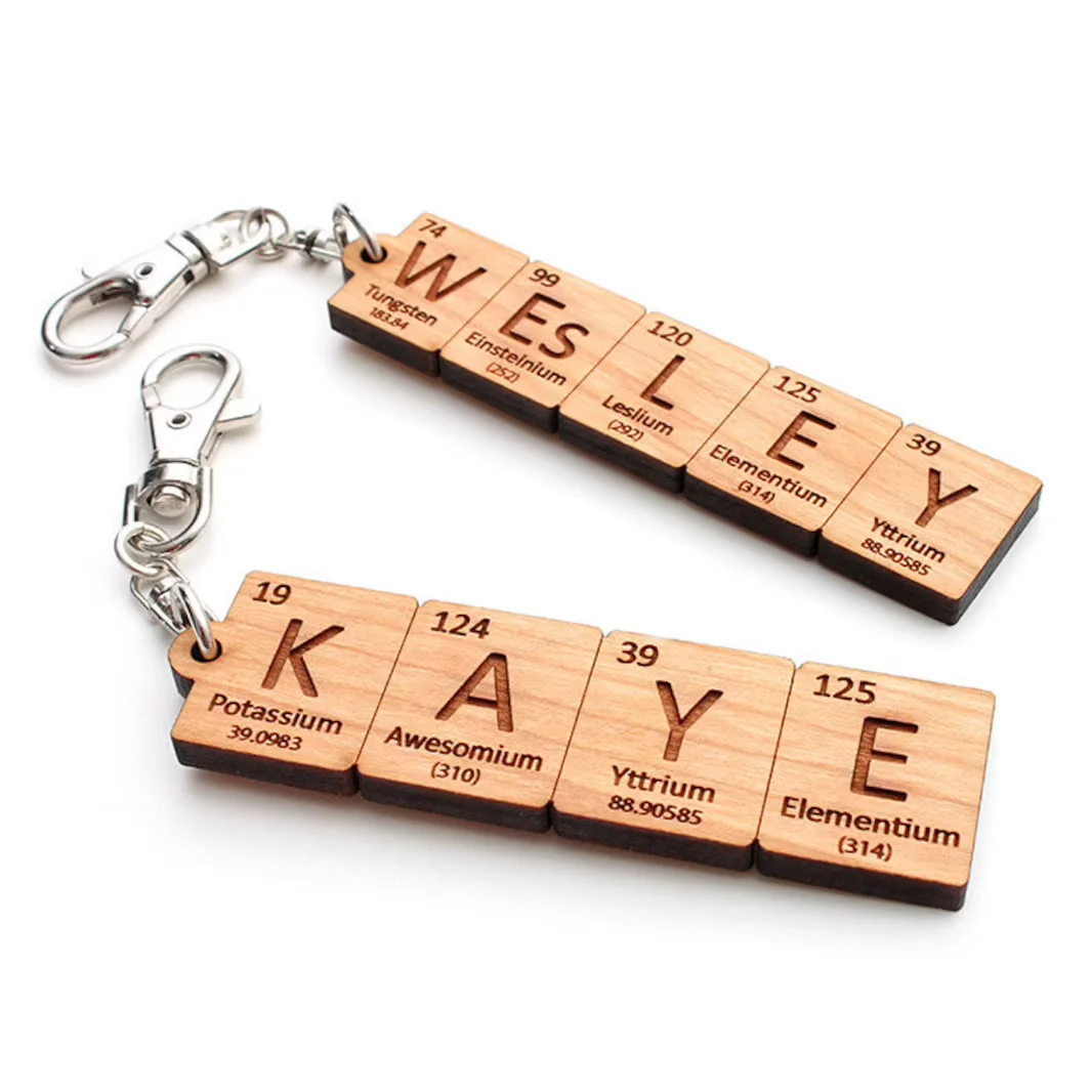Custom Periodic Table Element Name Key Chain Backpack Clip  Custom Chemistry Gift for Science Geeks and Teachers