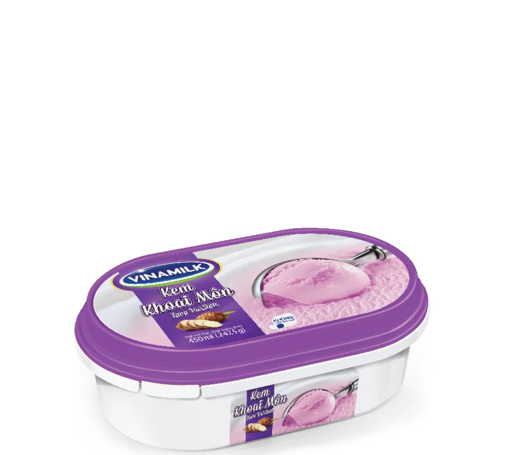 Taro Delicious Taste Ice Cream Flavor - Packing 450ml Per Box X 6 Boxes Per Carton - Vinamilk Brand Fruity HACCP Halal BRC ISO