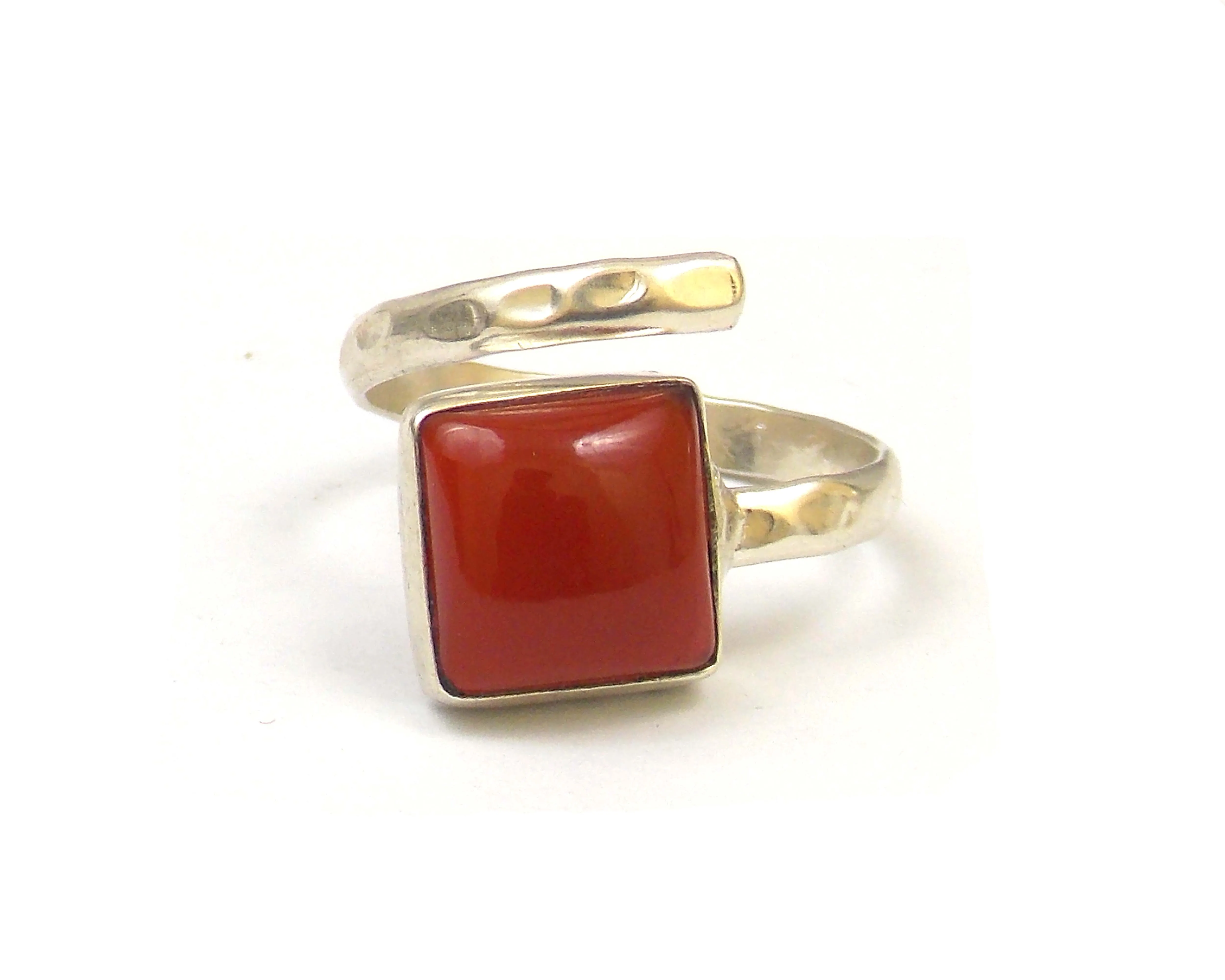 Carnelian Square Shape Silver Plated Jewelry Making Gemstone Ring