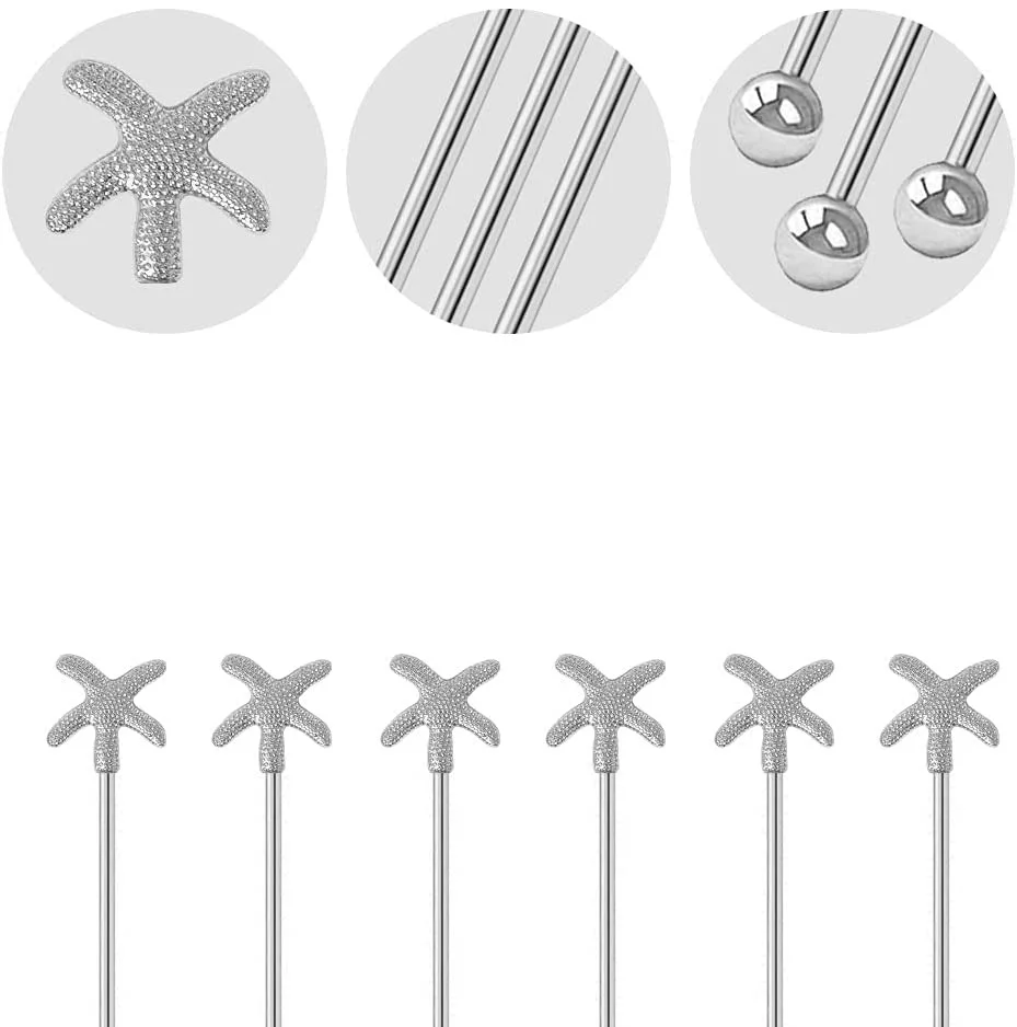 Multi Size Multi Design Aluminum Coffee Beverage Stirrers Stir Cocktail Drink Swizzle Stick Metal Top For Home Hotel and Bar.