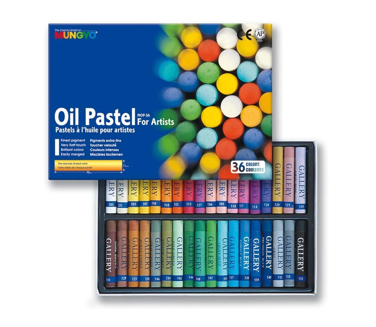 Mungyo Professional Oil Pastel MOP Series 12/24/36/48/72 Colors, Korea Stationery