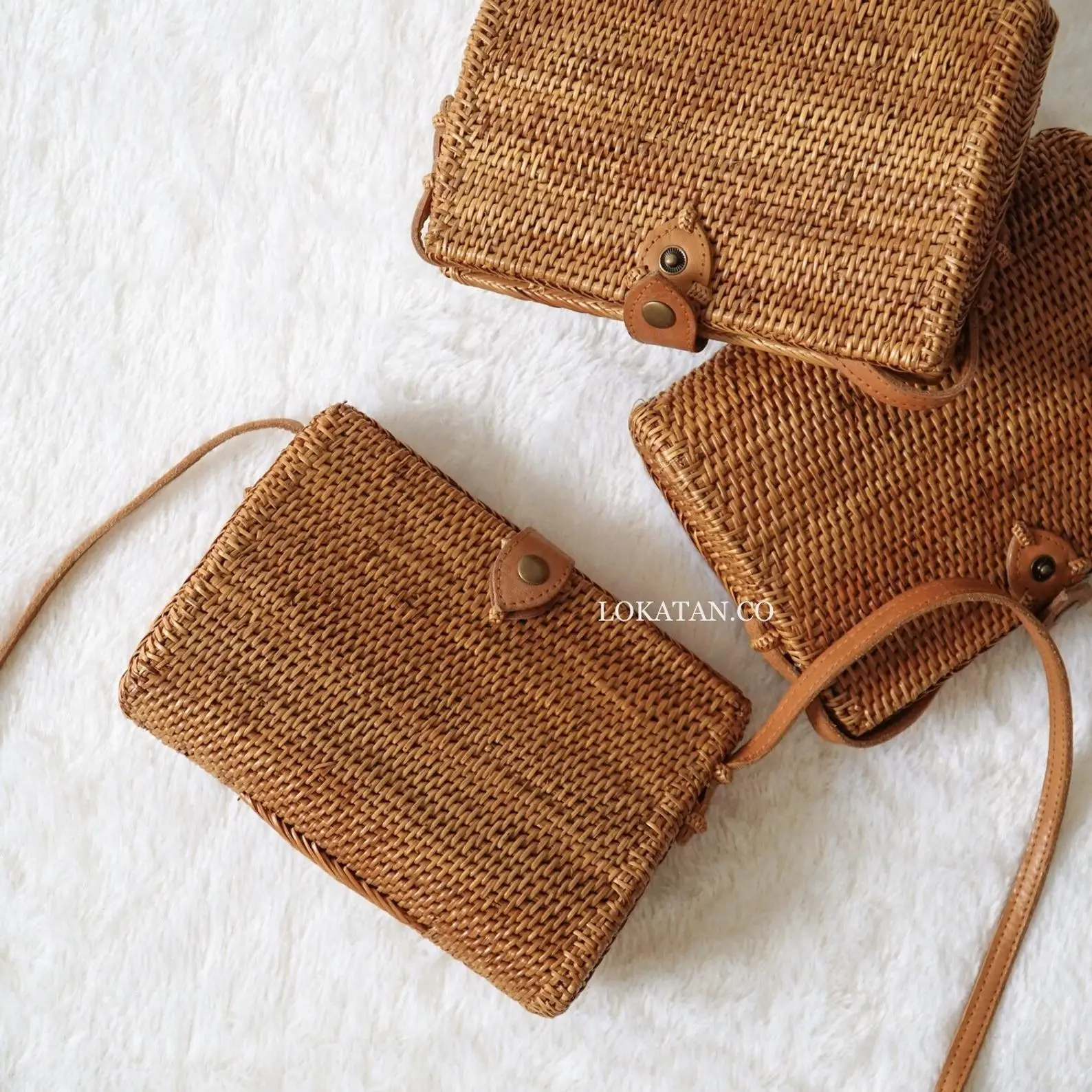 Unique rectangle hot sale rattan bag indonesia sustainable rattan woven box handbags with handle