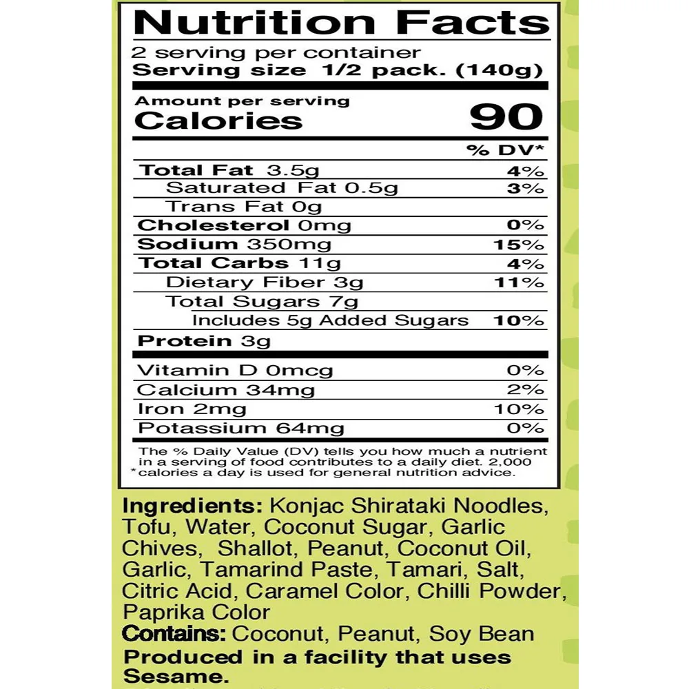 Ready to Eat Pad Thai Vegan Noodle Easy To Prepare Plant Based Healthy Noodles 280g Non GMO Food Low Fat Diet