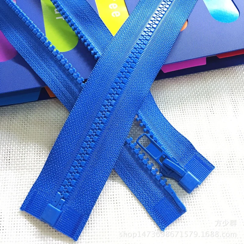 HOO blue 50/60/70cm 5# Zippers Open End Resin Zipper For Sewing Garments Long Coat Down Jacket