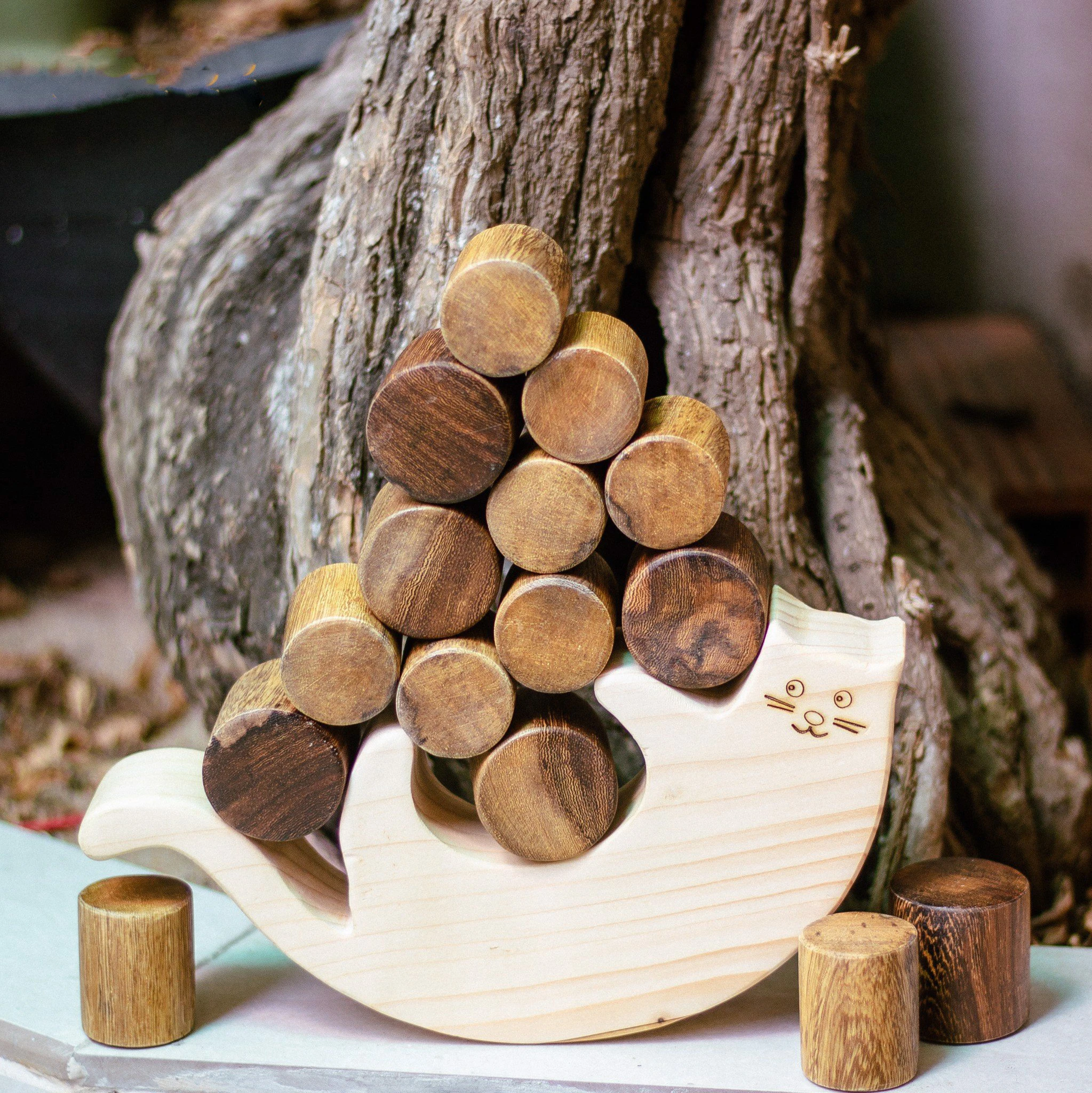 OEM - ODM Cat-Shaped Wooden Block Balance Game - The Best Educational Toy For Boys And Girls 1 2 Years Old