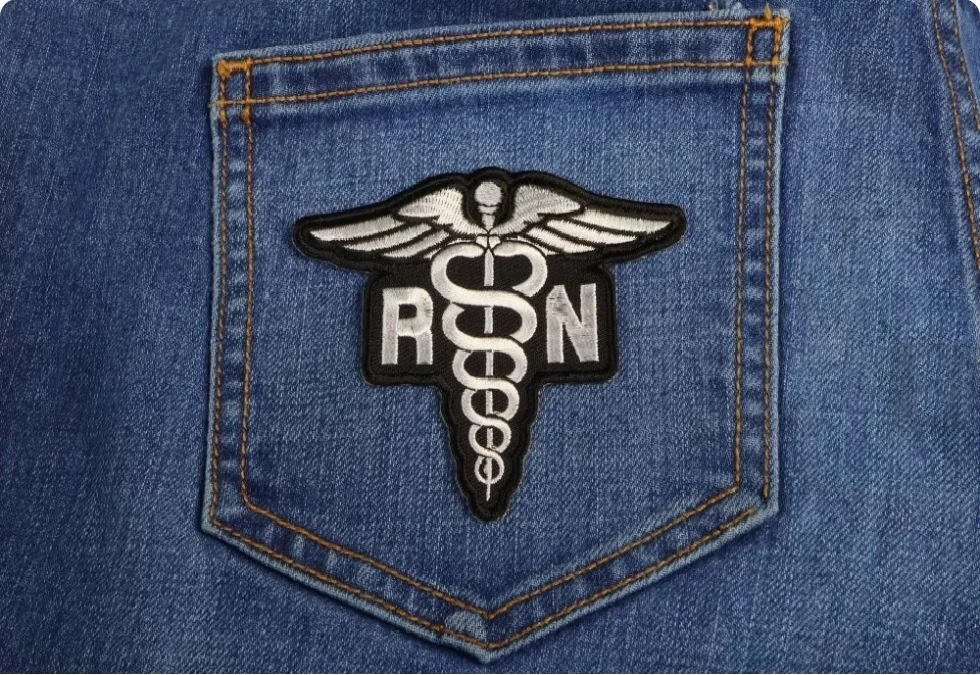 Registered Nurse Laser Cut Embroidered Patch Iron on Sew on to Leather Jackets or Vests patches