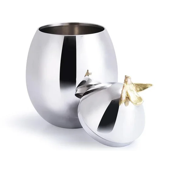 Современная канистра овальной формы с изображением голубей металлическая блестящая никелевая и молотковая стеклянная современная по лучшей цене из Индии