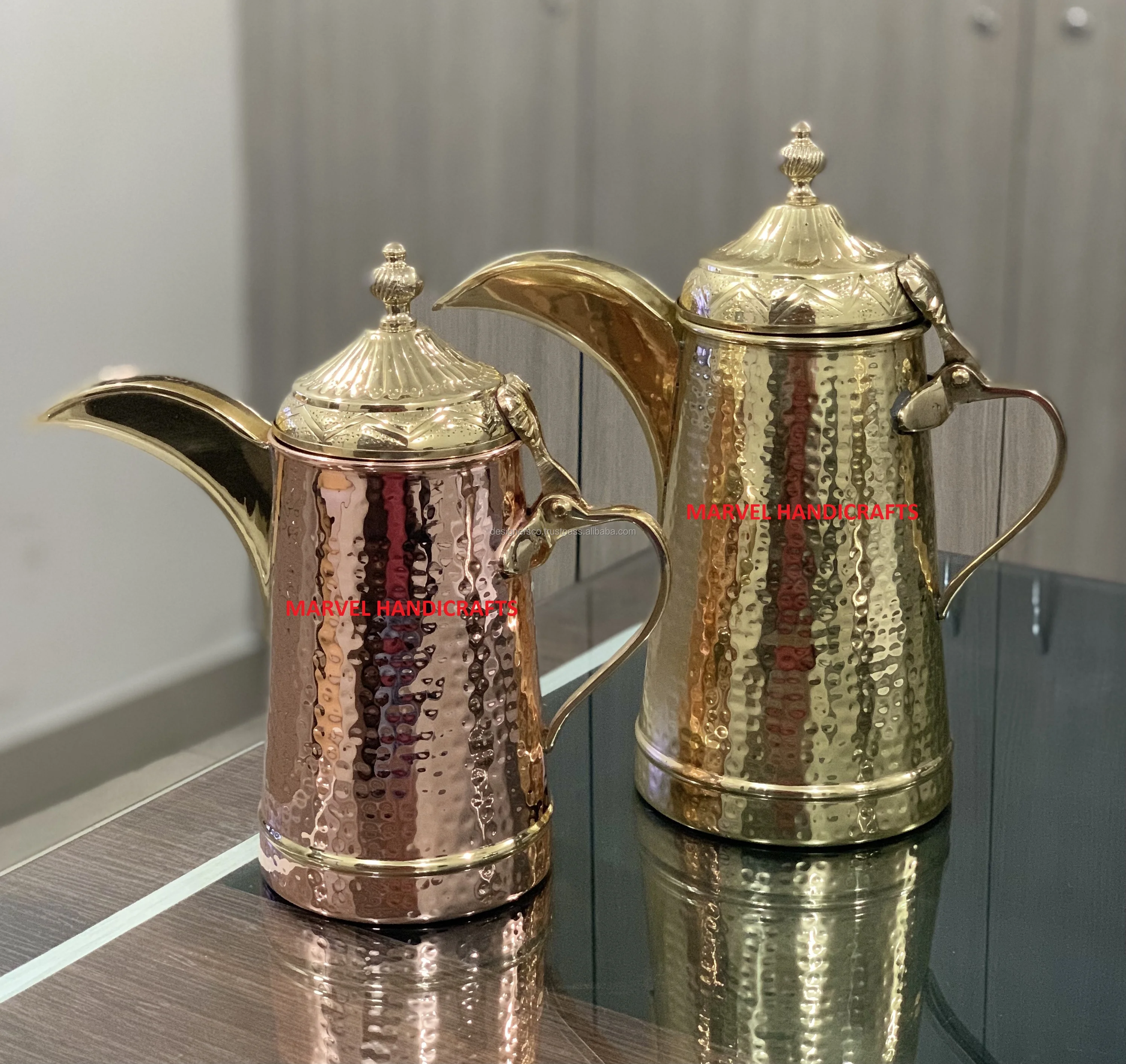 HOT SALE BRASS ARABIC DALLAH TEA COFFEE POT MANUFACTURER FROM INDIA DALLAH ARABIC COFFEE MAKER EID HOLIDAYS COFFEE & TEA SETS