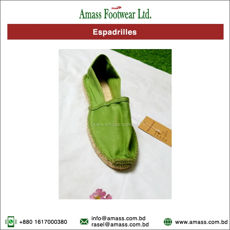 Manufacturing Exceptional Quality 100% Cotton Canvas Material Hand Made Espadrilles Flats for Wholesale Purchasers