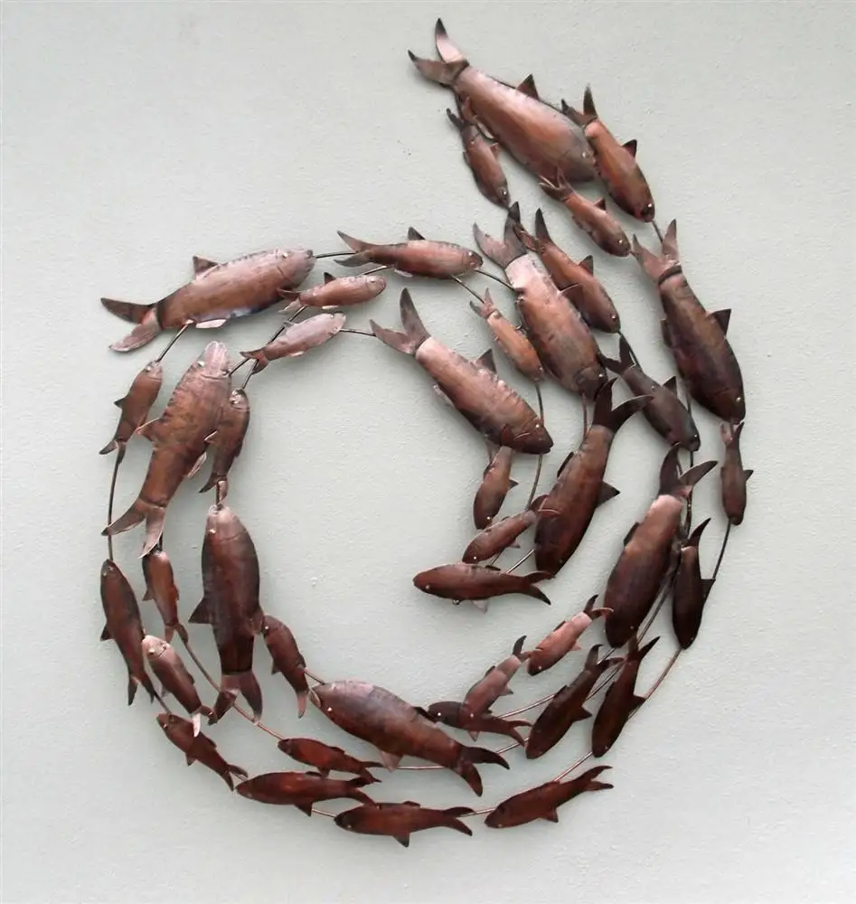 Metal Handcrafted Fish Circle Antique Wall Art