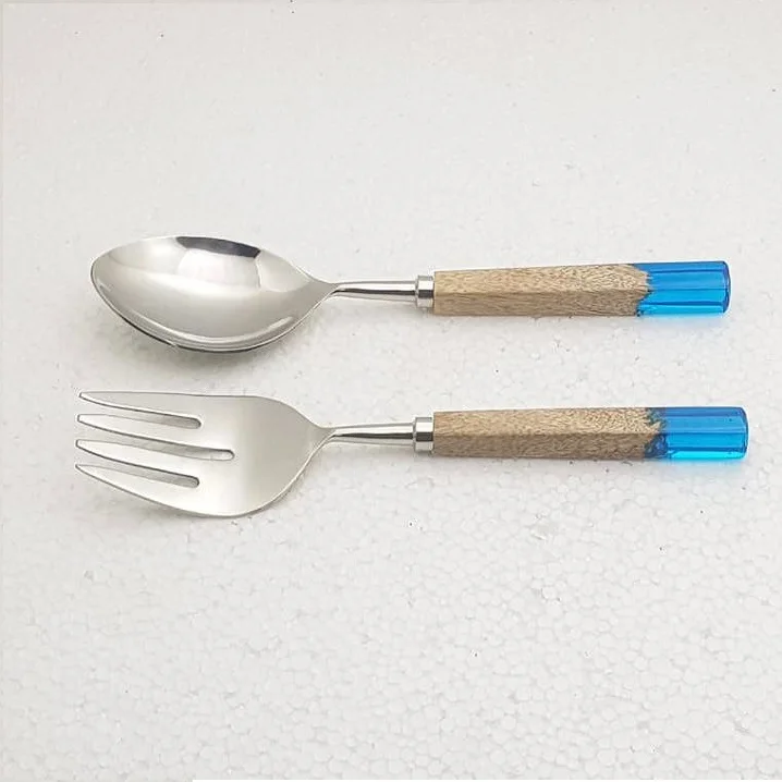 Best Quality Stainless Steel Salad Server With Acrylic Handle Portuguese Cutlery Rainbow Polished Cutlery At Wholesale Price